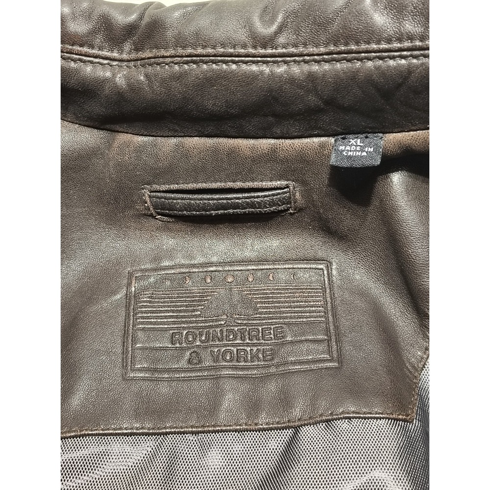 Roundtree Yorke Brown Soft Leather Lambskin Jacket Mens XL Urban Retro Classic - Picture 8 of 15